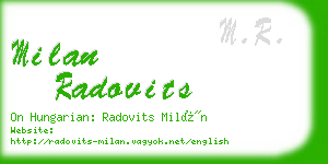 milan radovits business card